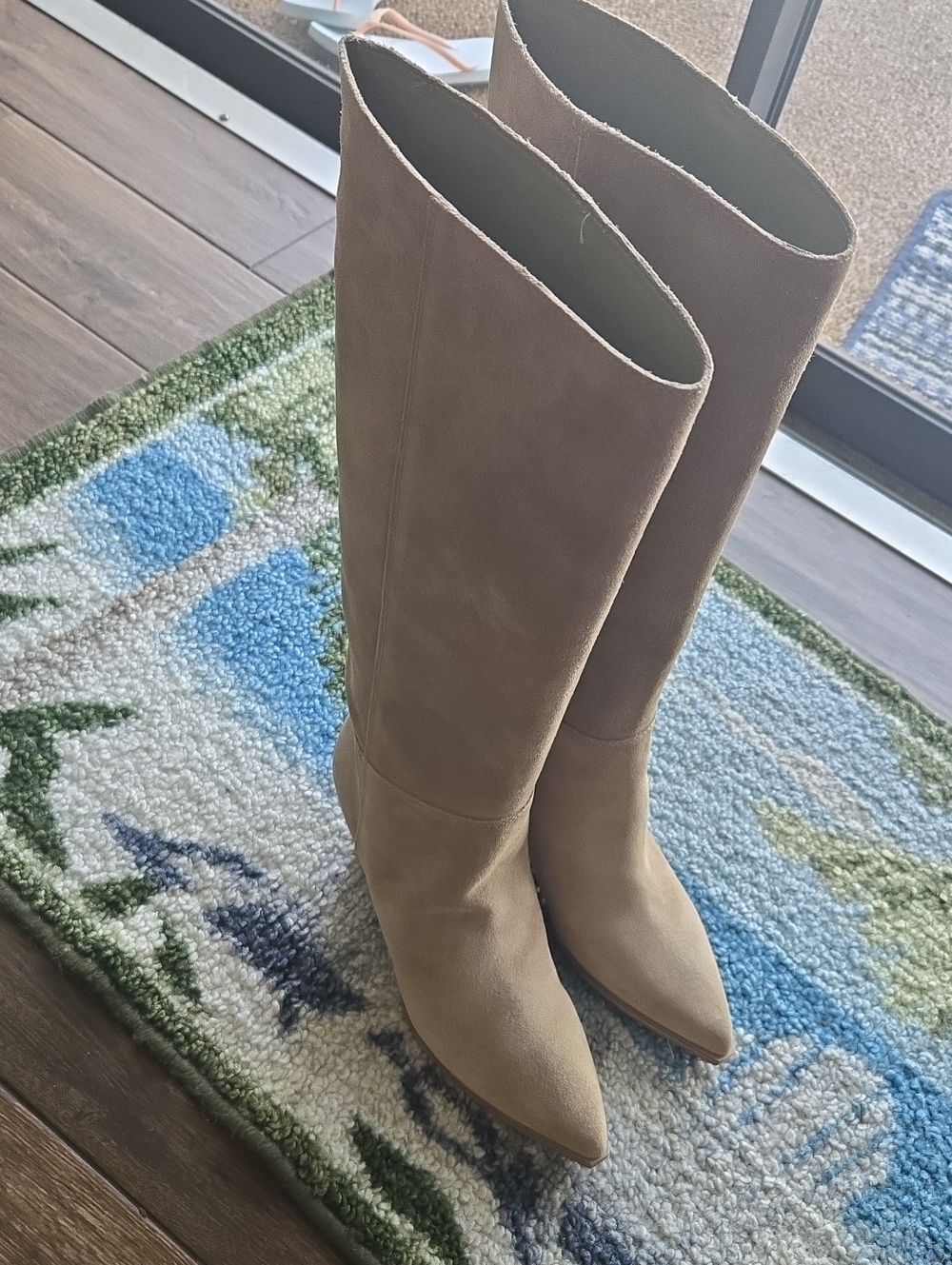 Marc Fisher Tall Pointed-small square-Toe -Knee Boots in Taupe Suede